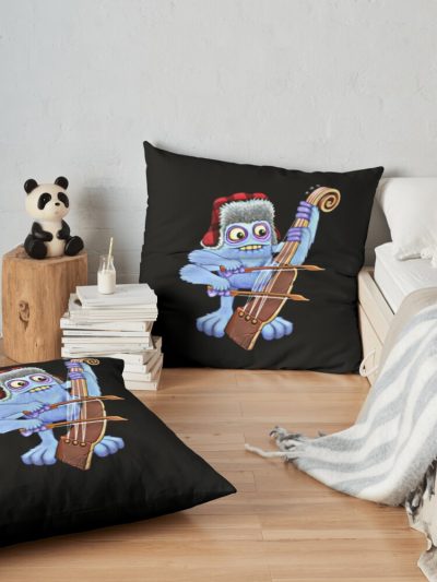 My Singing Monsters Character Bowgart Throw Pillow Official My Singing Monsters Merch