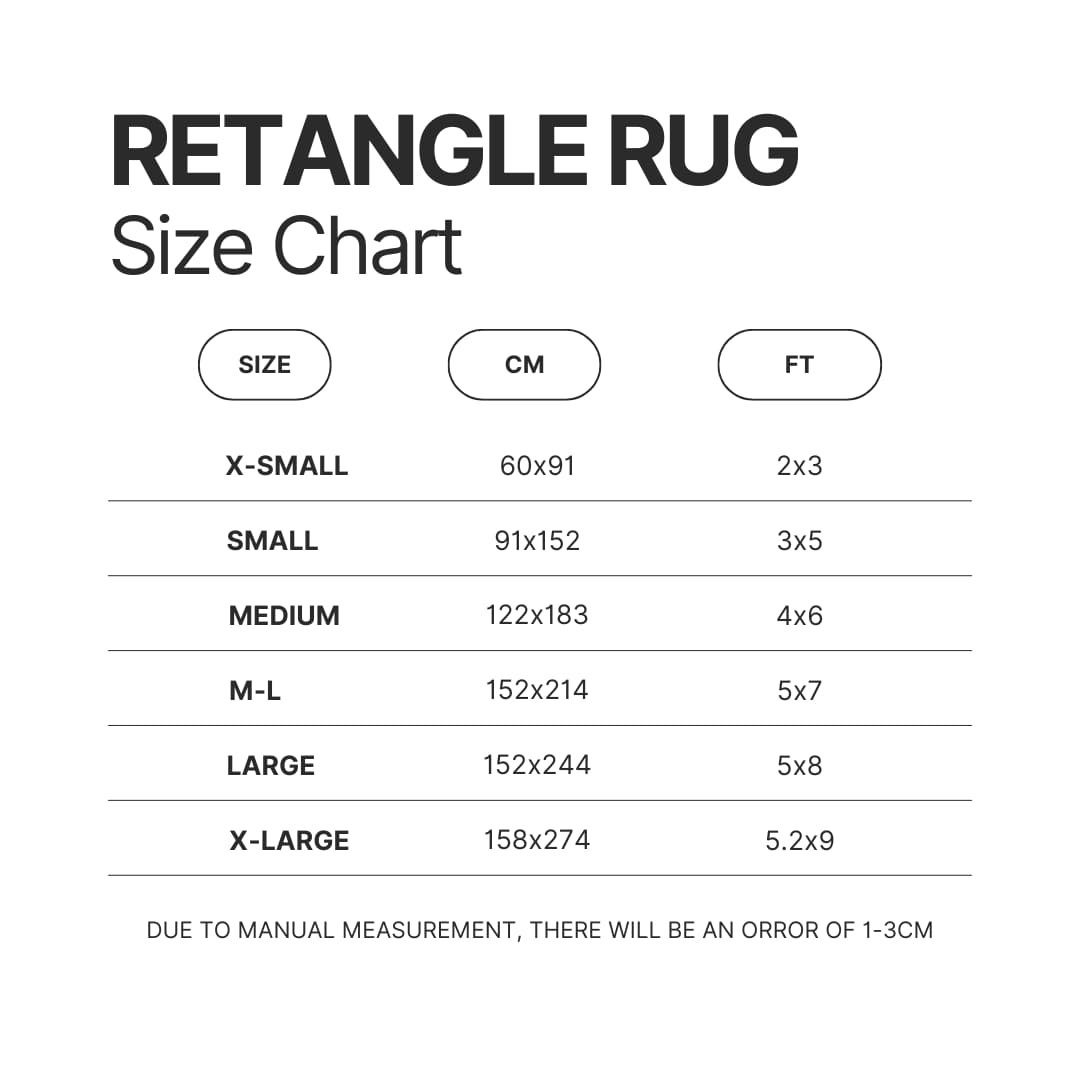 Retangle Rug Size Chart - My Singing Monsters Shop
